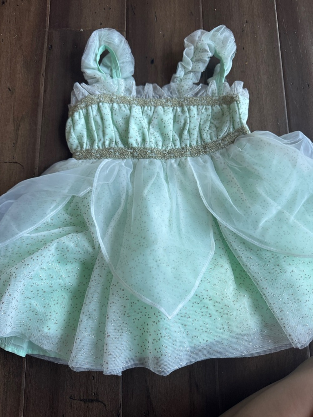 Janie and Jack Mint Green and Gold Sparkle Tulle Dress